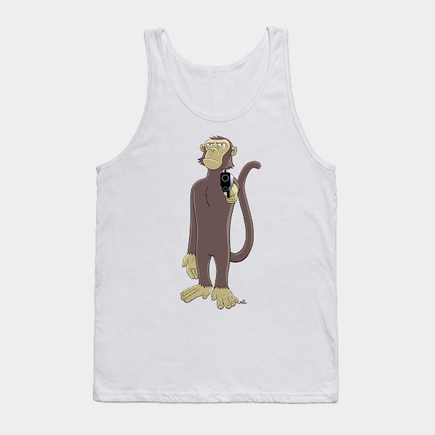 Monkey with a Gun Tank Top by MoCampobasso